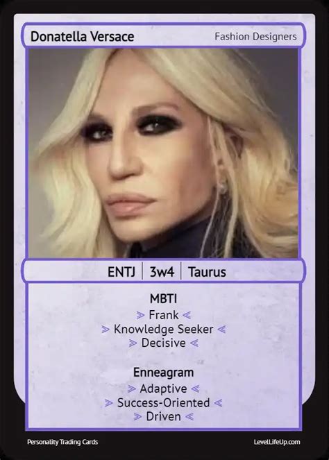 Donatella Versace Enneagram & MBTI Personality Type.